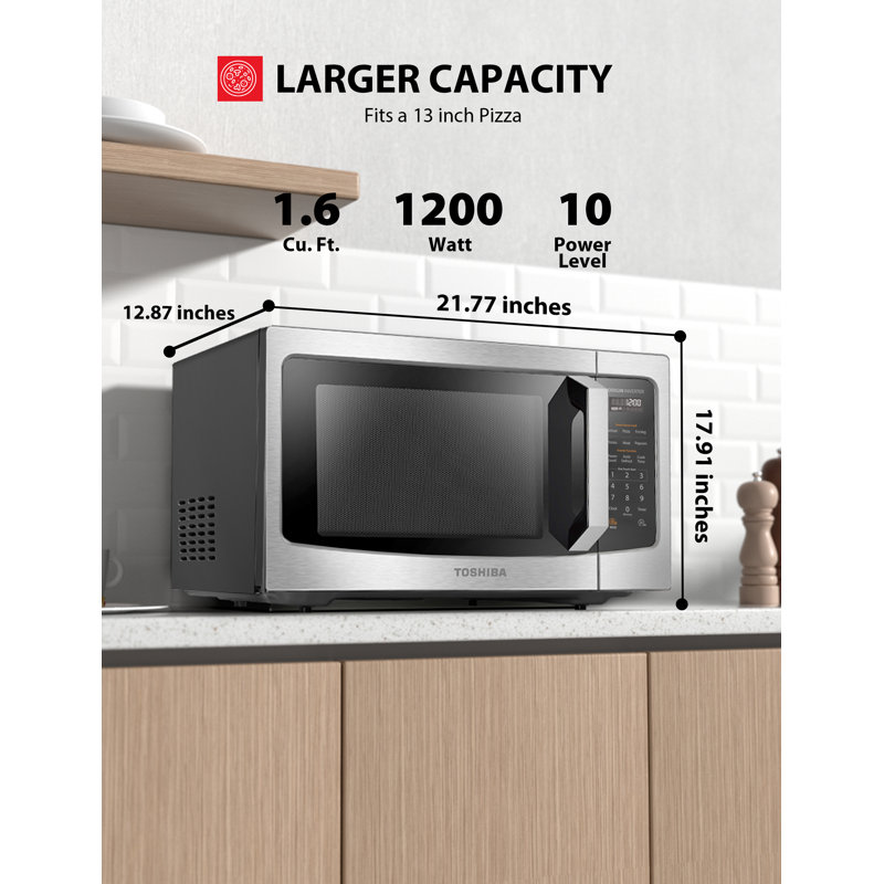 TOSHIBA 1.6 Cu.ft Countertop Microwave Oven, Inverter, Smart Sensor, 13